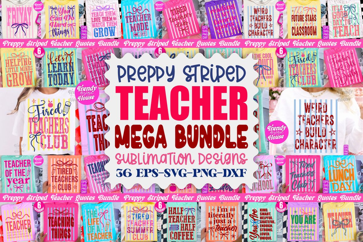 Striped Teacher Appreciation SVG Bundle