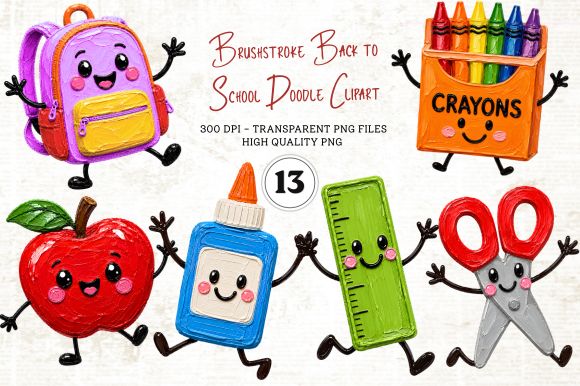 Brushstroke Back to School Doodle PNG