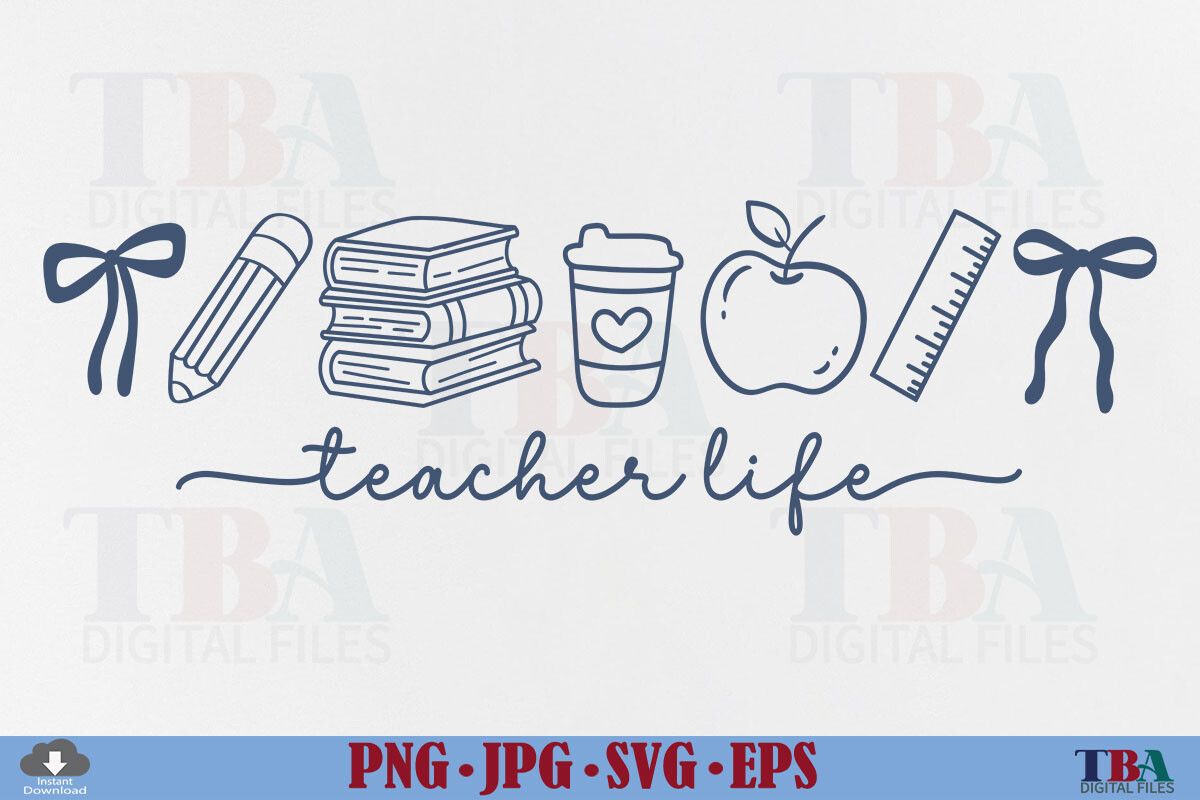 Teacher Life Svg, Preppy Back to School