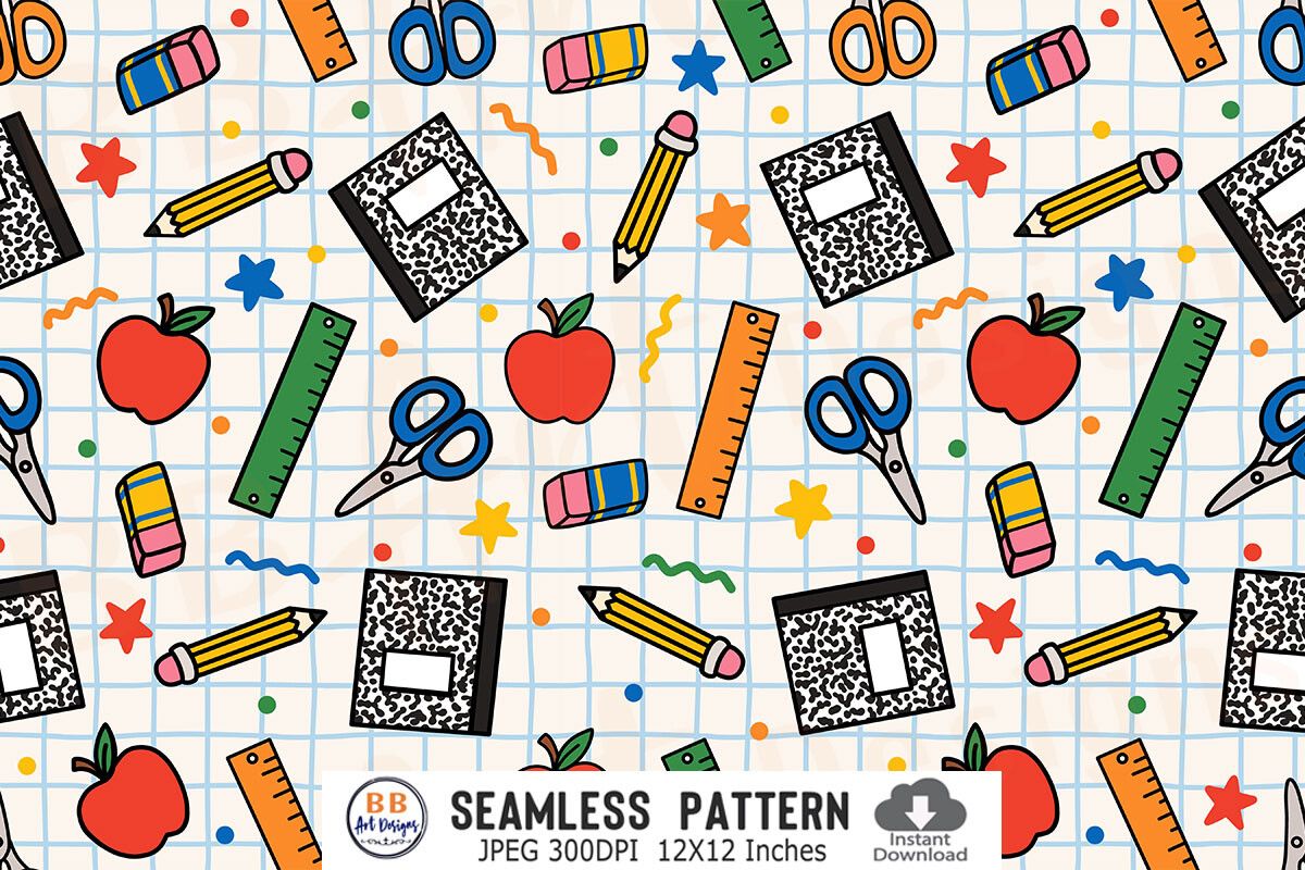 Back to School Seamless Pattern Paper